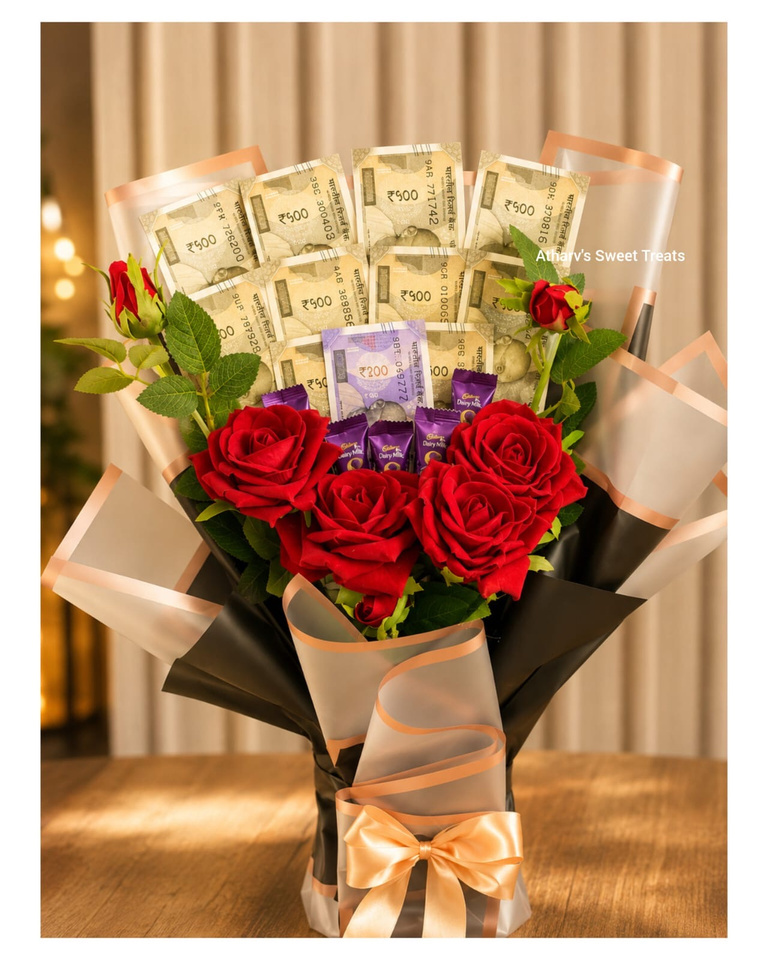 Money Rose Bouquet - Raksha Bandhan Gift Hamper Zirakpur